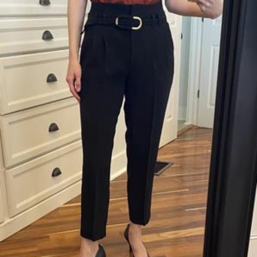 Express Super High Waisted Belted Ankle Pant Color: Navy Blue Size: 12